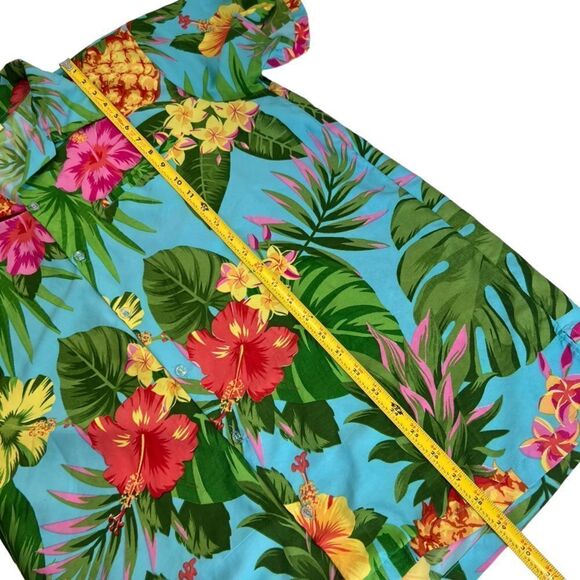 Vintage King Kameha Tropical Hibiscus and Pineapple Print Hawaiian Shirt - Picture 7 of 8